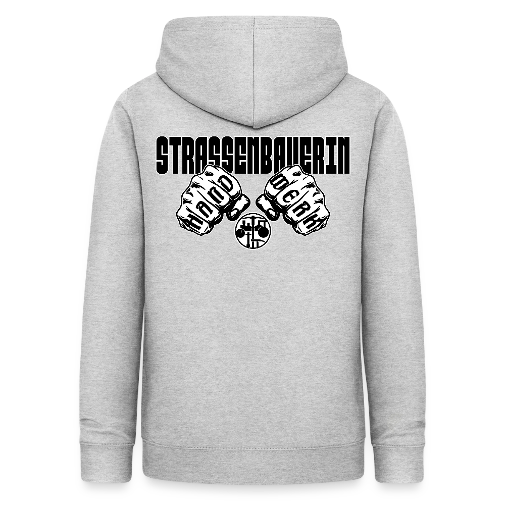 Frauen Hoodie "Strassenbauerin" (beidseitig beruckt) Hellgrau meliert Frauen Hoodie