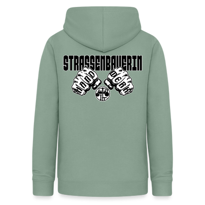 Frauen Hoodie "Strassenbauerin" (beidseitig beruckt) Graugrün Frauen Hoodie