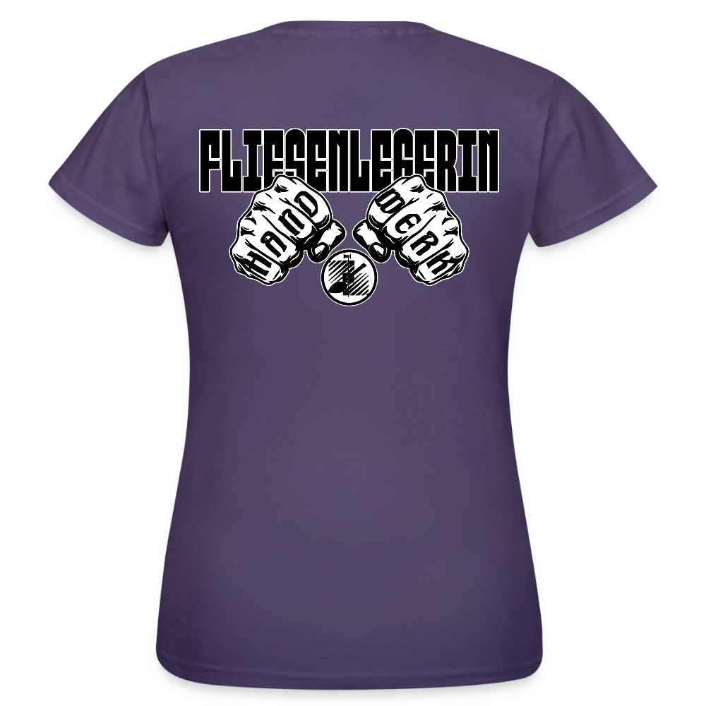 Frauen T-Shirt "Fliesenlegerin" (beidseitig bedruckt) Dunkellila Frauen T-Shirt