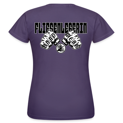 Frauen T-Shirt "Fliesenlegerin" (beidseitig bedruckt) Dunkellila Frauen T-Shirt