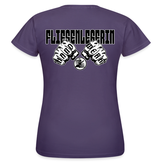 Frauen T-Shirt "Fliesenlegerin" (beidseitig bedruckt) Dunkellila Frauen T-Shirt