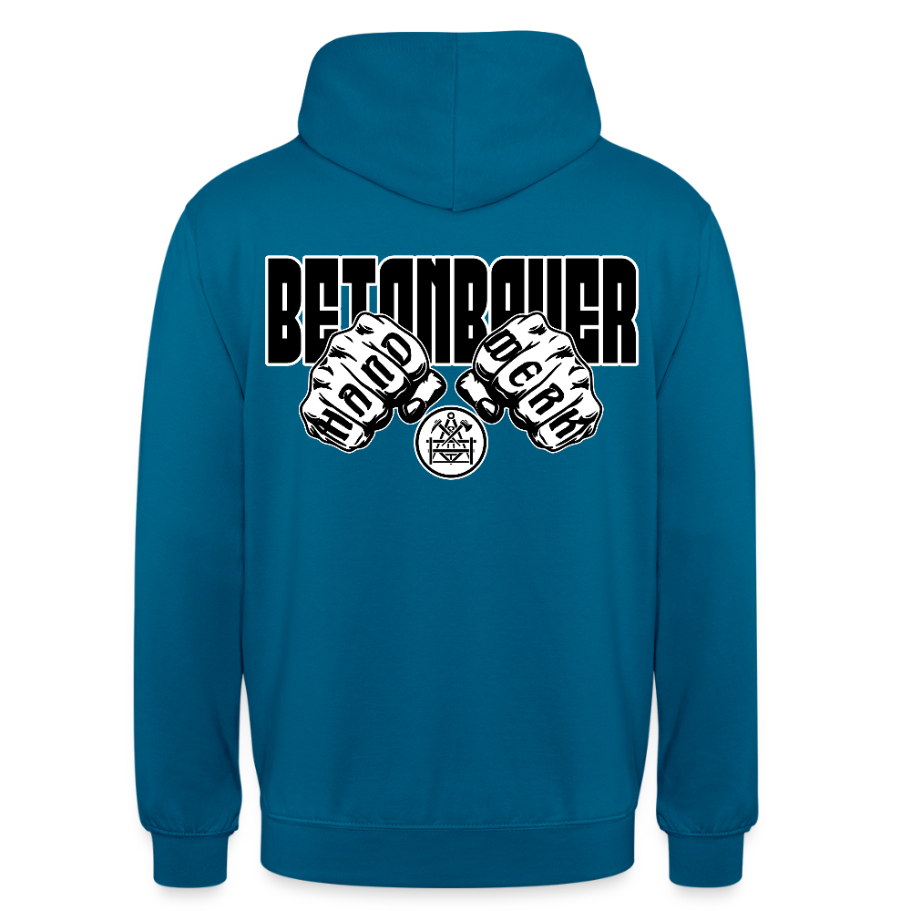 Unisex Hoodie "Betonbauer" (beidseitig bedruckt) - Tiefseeblau 