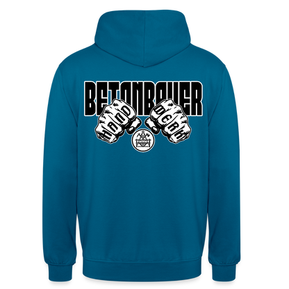 Unisex Hoodie "Betonbauer" (beidseitig bedruckt) - Tiefseeblau 