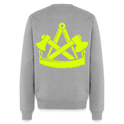 Unisex Premium Pullover "Zimmermann" neongelb Grau meliert Männer Premium Pullover