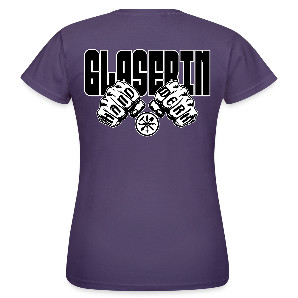 Frauen T-Shirt "Glaserin" (beidseitig bedruckt) Dunkellila Frauen T-Shirt
