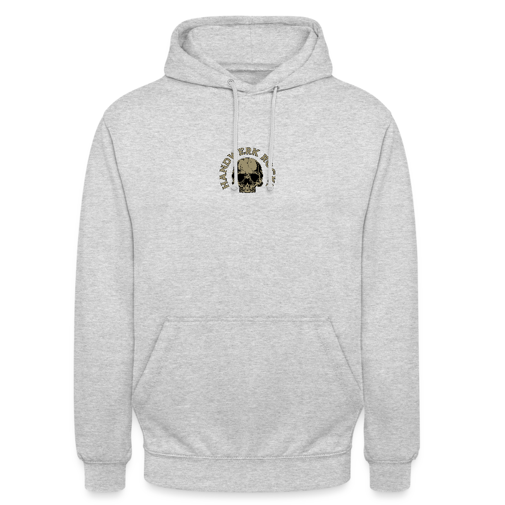 Unisex Hoodie "Handwerk-Rockt" (beidseitig bedruckt) - Hellgrau meliert