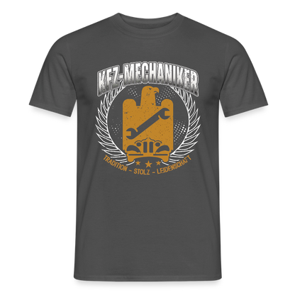 Unisex Männer T-Shirt von Spreadconnect mit Tradition und KFZ-Mechaniker-Motiv auf grauem Stoff, bequem und stilvoll.