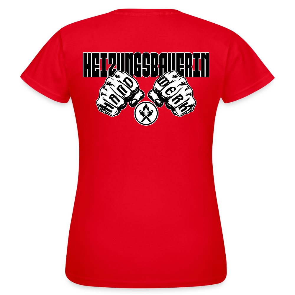 Frauen T-Shirt "Heizungsbauerin" (beidseitig bedruckt) Rot Frauen T-Shirt