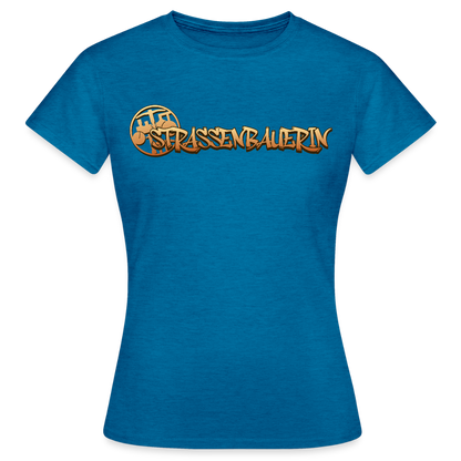 Frauen T-Shirt "Strassenbauerin" Antikblaues Saphir meliert Frauen T-Shirt