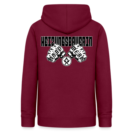 Frauen Hoodie "Heizungsbauerin" (beidseitig beruckt) - Bordeaux