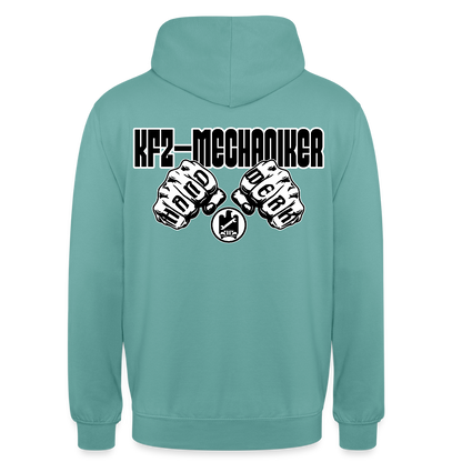 Unisex Hoodie "Mechaniker" (beidseitig bedruckt) Pastelltürkis Unisex Hoodie