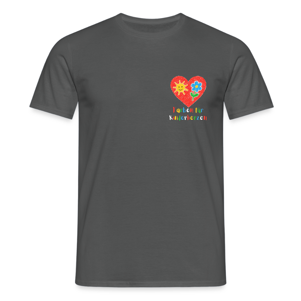 Unisex T-Shirt "Farben für Kinderherzen" (beidseitig bedruckt) Anthrazit Männer T-Shirt
