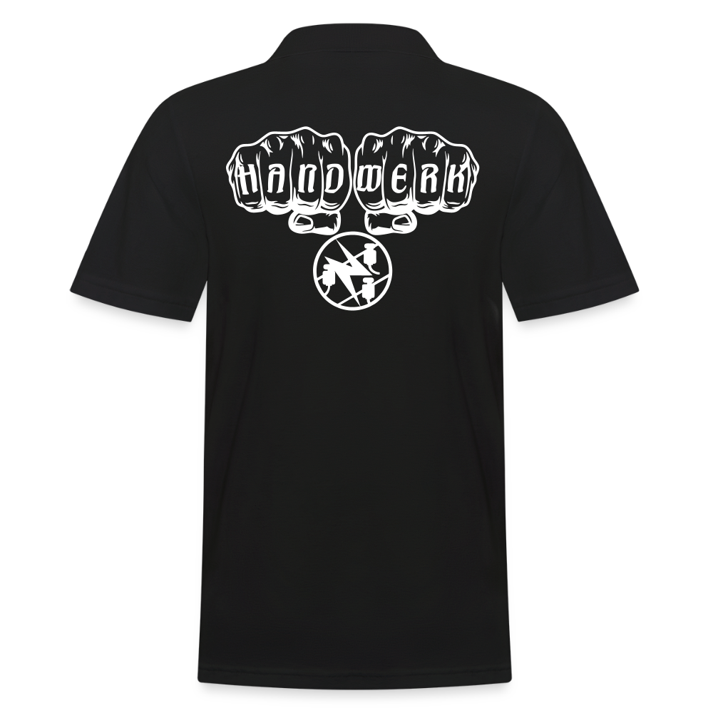Männer Poloshirt "Elektriker" (hinten bedruckt) Schwarz Männer Poloshirt