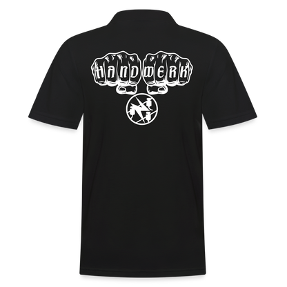 Männer Poloshirt "Elektriker" (hinten bedruckt) Schwarz Männer Poloshirt