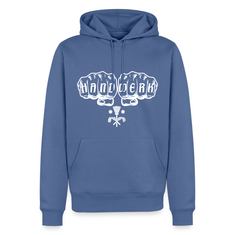 Herren Premium Hoodie "Schornsteinfeger" von Spreadconnect, bequemer schwarzer Kapuzenpullover mit gedrucktem Design auf der Vorderseite
