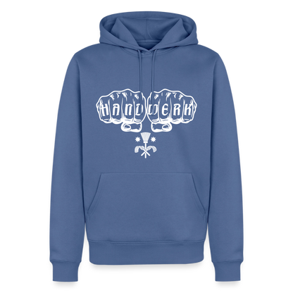 Herren Premium Hoodie "Schornsteinfeger" von Spreadconnect, bequemer schwarzer Kapuzenpullover mit gedrucktem Design auf der Vorderseite