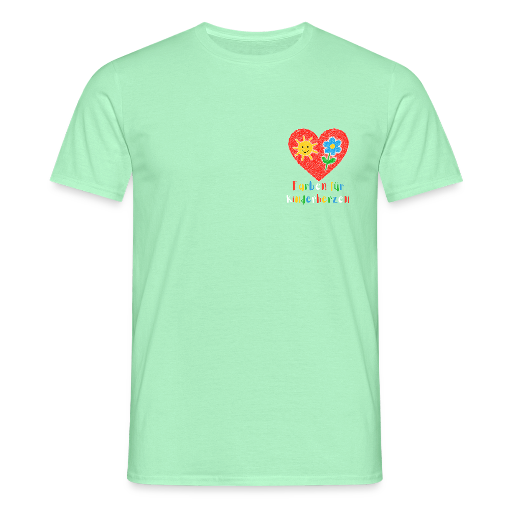 Unisex T-Shirt "Farben für Kinderherzen" (beidseitig bedruckt) Mintgrün Männer T-Shirt