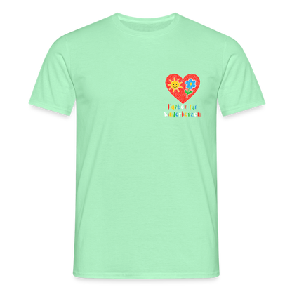 Unisex T-Shirt "Farben für Kinderherzen" (beidseitig bedruckt) Mintgrün Männer T-Shirt