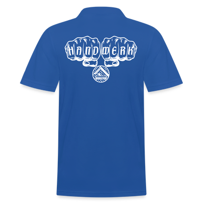 Männer Poloshirt "Parkettleger" (hinten bedruckt) Royalblau Männer Poloshirt