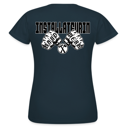 Frauen T-Shirt "Installateurin" (beidseitig bedruckt) Navy Frauen T-Shirt