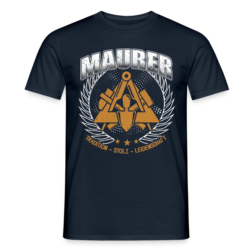 Unisex Maurer T-Shirt von Spreadconnect, bequemes Männer T-Shirt mit traditionellem Design, in neutralen Farben, frontale Ansicht