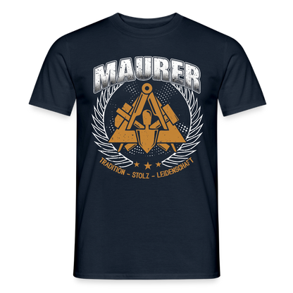 Unisex Maurer T-Shirt von Spreadconnect, bequemes Männer T-Shirt mit traditionellem Design, in neutralen Farben, frontale Ansicht