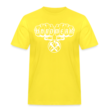 Männer Workwear T-Shirt "Dachdecker" Gelb Männer Workwear T-Shirt