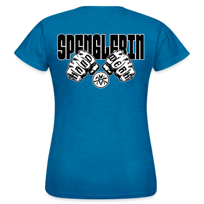 Frauen T-Shirt "Spenglerin" (beidseitig bedruckt) - Antikblaues Saphir meliert