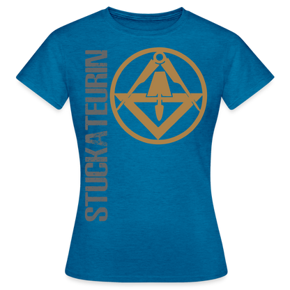 Frauen T-Shirt "Stuckateurin" Antikblaues Saphir meliert Frauen T-Shirt