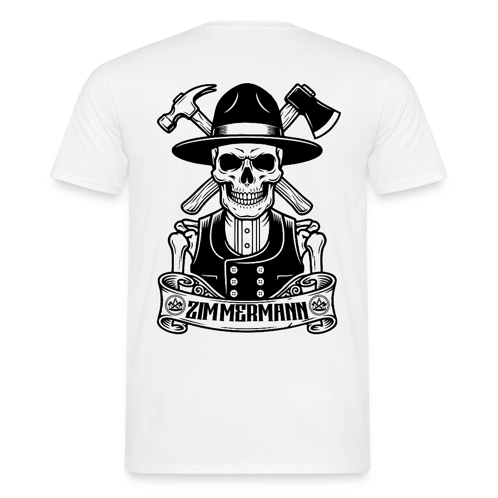 Unisex Zimmermann T-Shirt von Spreadconnect, beidseitig bedruckt mit Skull- und Zunft-Motiven, handwerker Stil, Männer T-Shirt
