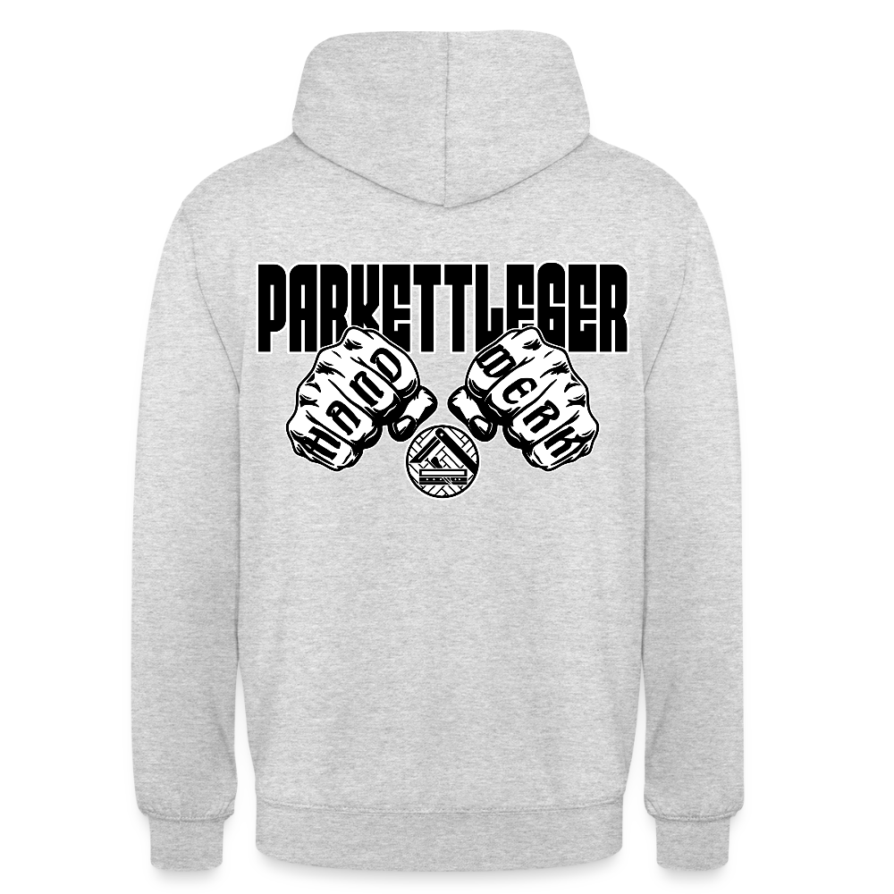 Unisex Hoodie "Parkettleger" (beidseitig bedruckt) Hellgrau meliert Unisex Hoodie