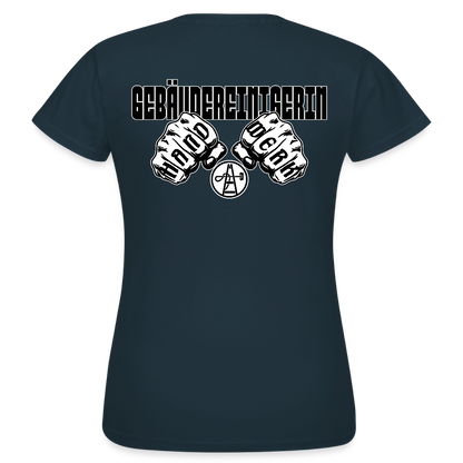 Frauen T-Shirt "Gebäudereinigerin" (beidseitig bedruckt) - Navy