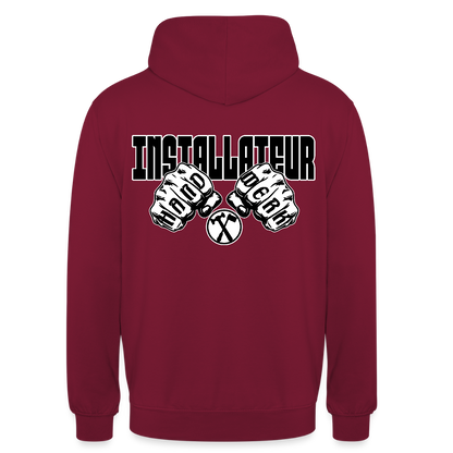 Unisex Hoodie "Installateur" (beidseitig bedruckt) Bordeaux Unisex Hoodie