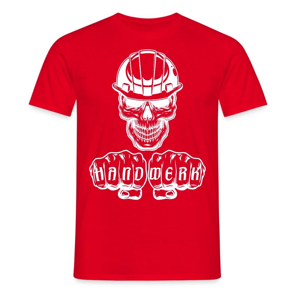 Unisex T-Shirt "Skull-Helm-Handwerk" Rot Männer T-Shirt