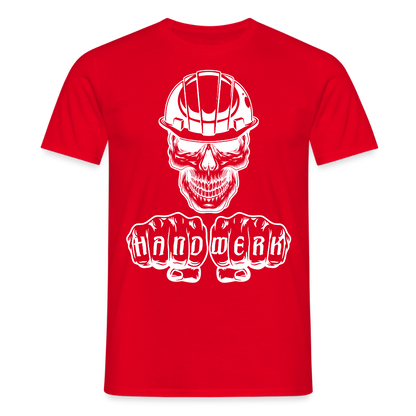 Unisex T-Shirt "Skull-Helm-Handwerk" Rot Männer T-Shirt