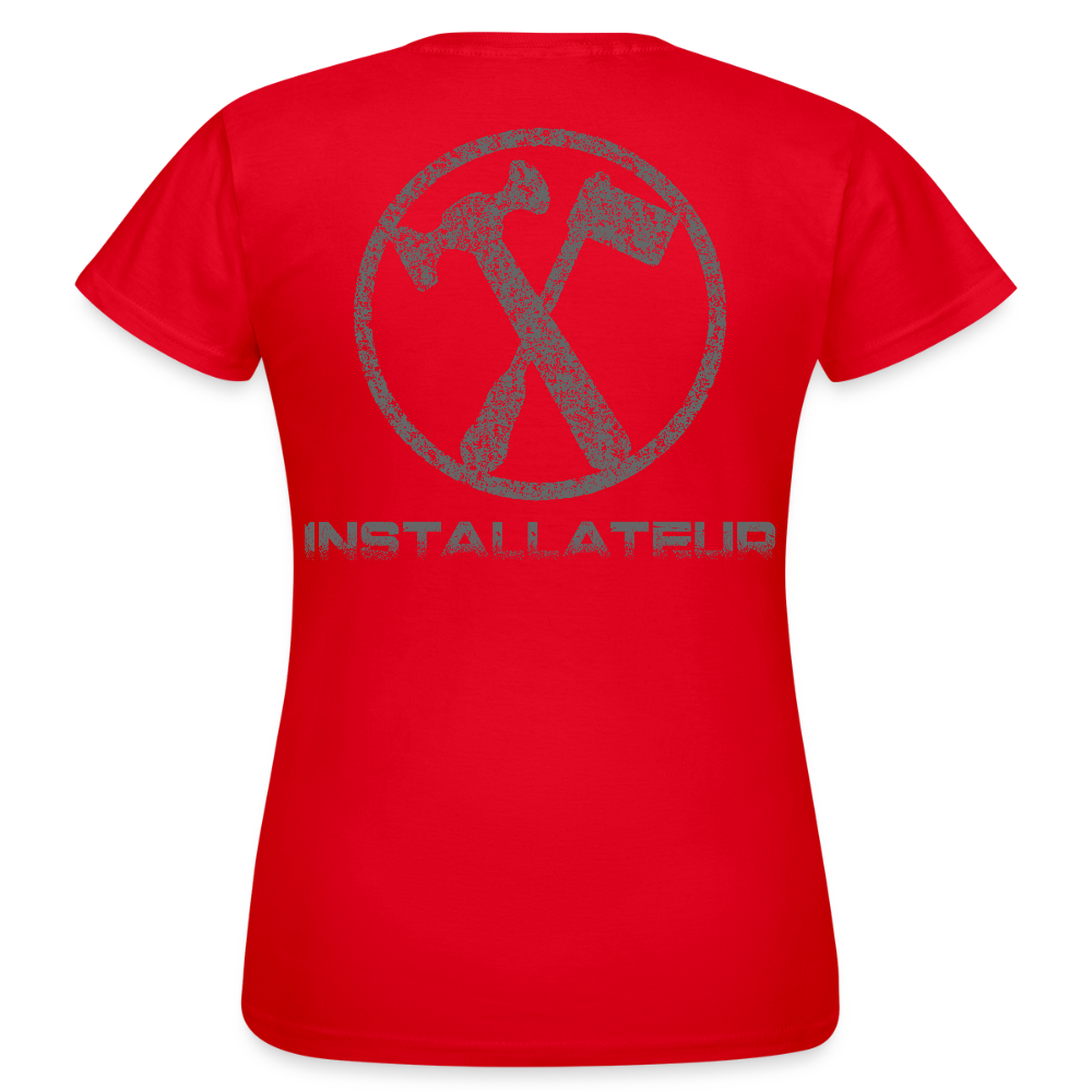 Frauen T-Shirt "Installateur" Rot Frauen T-Shirt