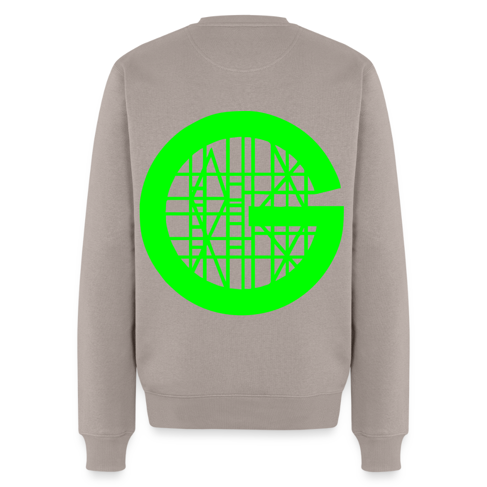 Unisex Premium Pullover "Gerüstbauer" neongrün - Taupe