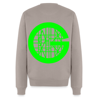 Unisex Premium Pullover "Gerüstbauer" neongrün - Taupe