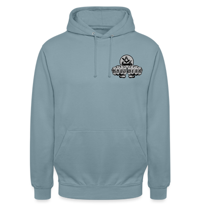 Unisex Hoodie "Schreiner/Tischler" beidseitig bedruckt Nebelblau Unisex Hoodie
