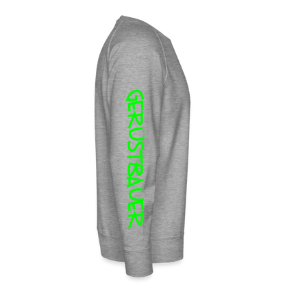 Unisex Premium Pullover "Gerüstbauer" neongrün - Grau meliert