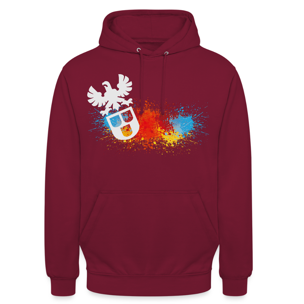 Unisex Hoodie "Maler-Splash" Bordeaux Unisex Hoodie