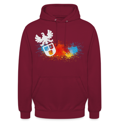 Unisex Hoodie "Maler-Splash" Bordeaux Unisex Hoodie