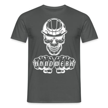 Unisex T-Shirt "Skull-Helm-Handwerk" Anthrazit Männer T-Shirt