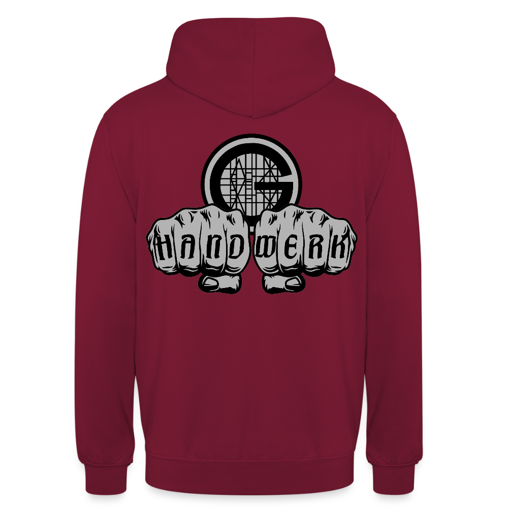 Unisex  Hoodie "Gerüstbauer" beidseitig bedruckt - Bordeaux