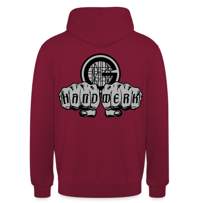 Unisex  Hoodie "Gerüstbauer" beidseitig bedruckt - Bordeaux