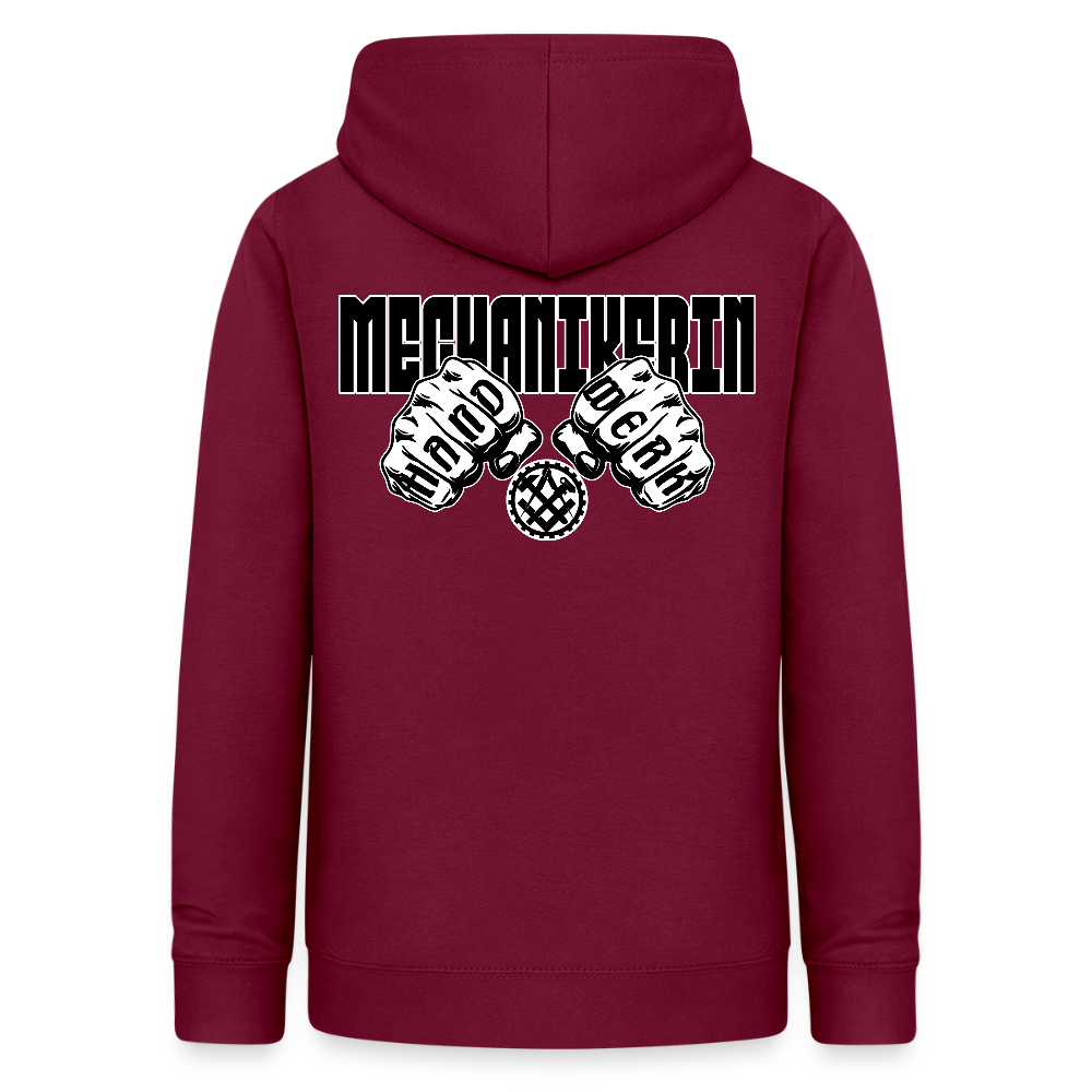Frauen Hoodie "Mechanikerin" (beidseitig beruckt) Bordeaux Frauen Hoodie