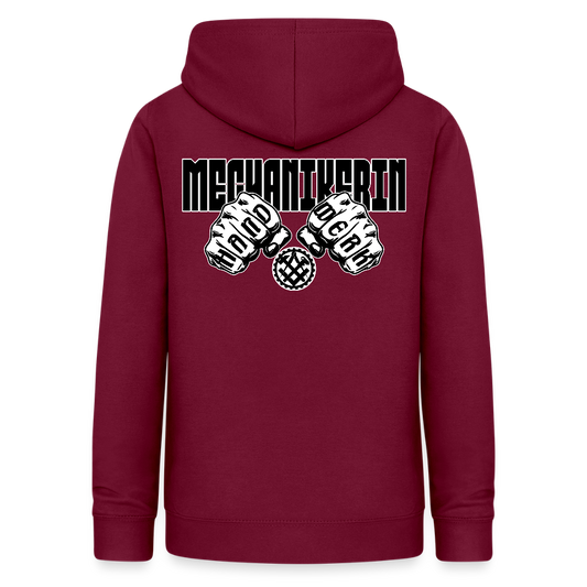 Frauen Hoodie "Mechanikerin" (beidseitig beruckt) Bordeaux Frauen Hoodie