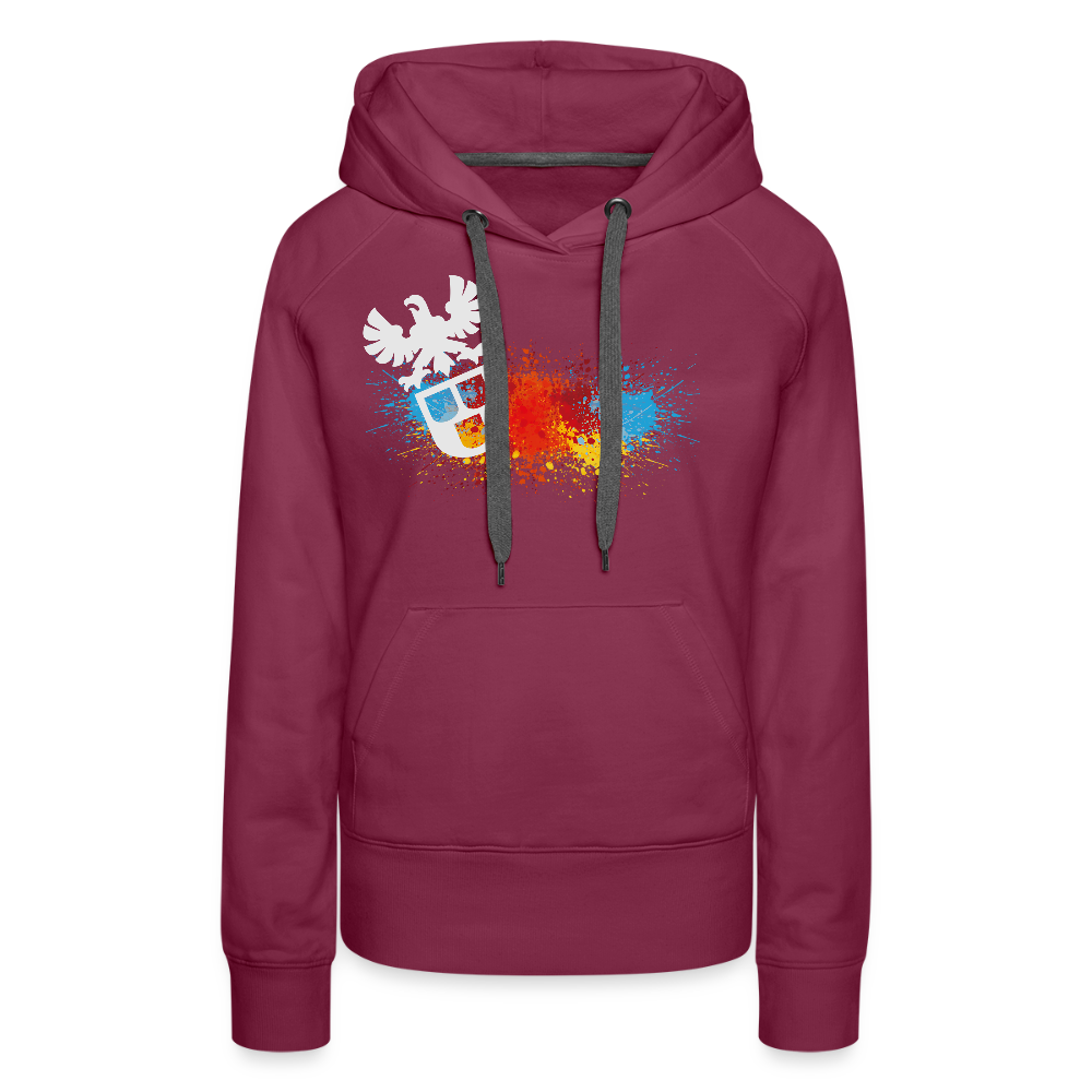 Frauen Premium Hoodie "Maler-Splash" Bordeaux Frauen Premium Hoodie