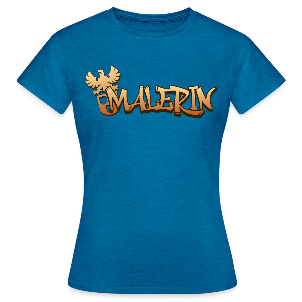 Frauen T-Shirt "Malerin" Antikblaues Saphir meliert Frauen T-Shirt