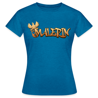 Frauen T-Shirt "Malerin" Antikblaues Saphir meliert Frauen T-Shirt